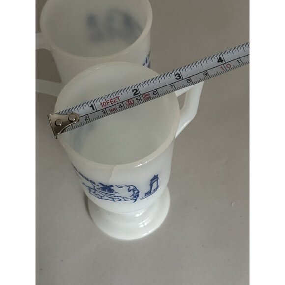 Vintage Milk Glass Mug SET Cape Cod Massachusetts Souvenir Nautical Pedestal - Picture 10 of 11